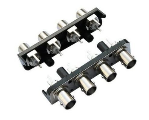 視頻母頭 黑色塑膠外殼 直式射頻同軸 PCB板端