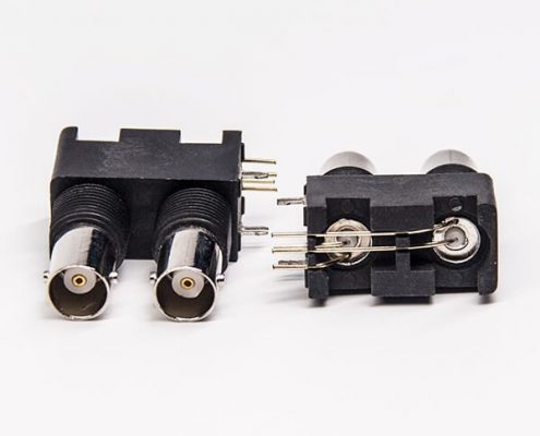bnc連接頭黑色塑膠外殼絕緣 彎式射頻同軸母頭 PCB