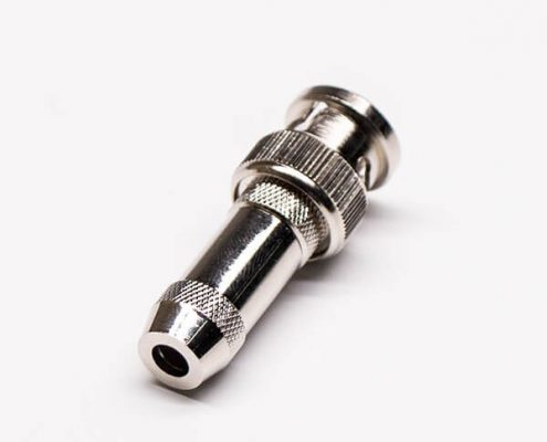 擠壓式bnc接頭公頭直式帶滾花紋接PCB板