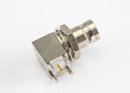 BNC連接器插孔彎式面板安裝前鎖穿墻PCB插孔50ohm