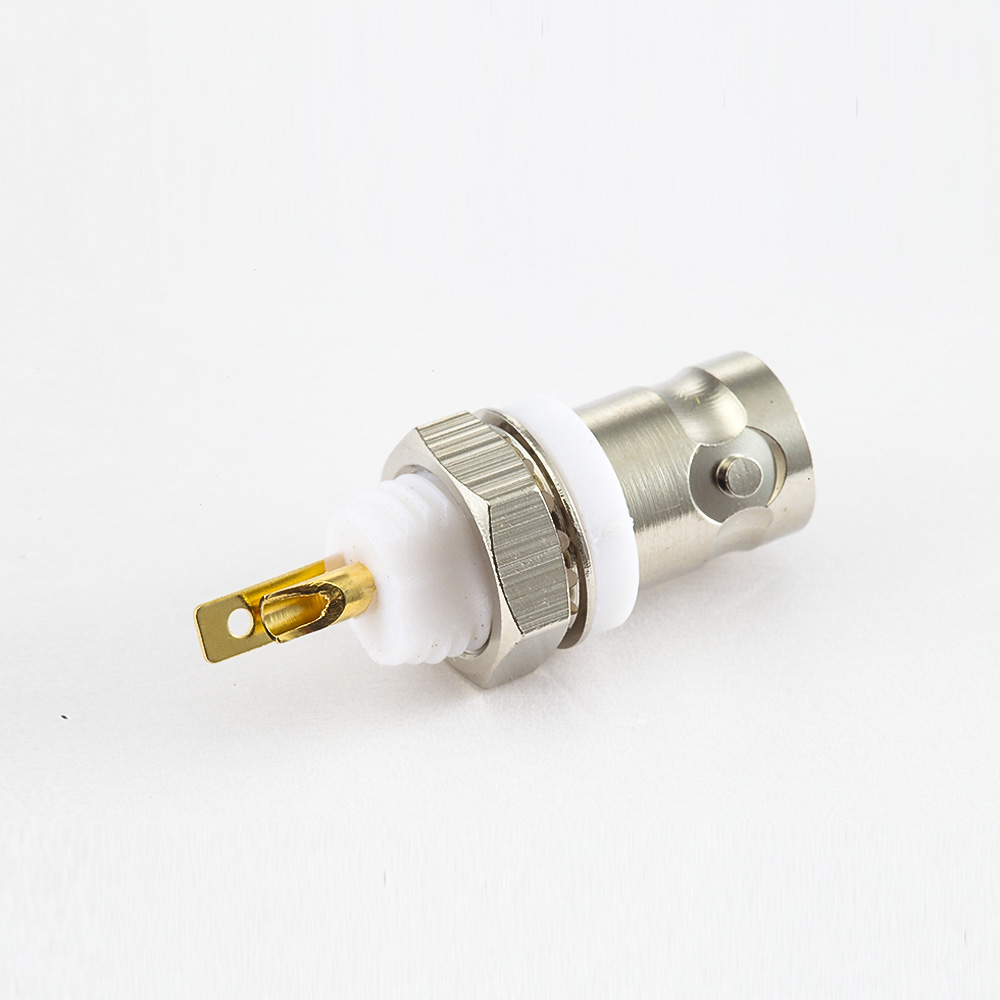 焊杯型BNC連接器母頭180度螺母面板安裝后鎖穿墻接線