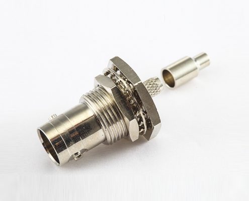 RG179/1.5C-2VBNC連接器壓接母180度面板安裝前鎖穿墻75ohm