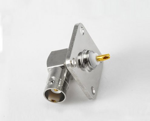 BNC 50歐姆母頭彎式法蘭盤(pán)式座子