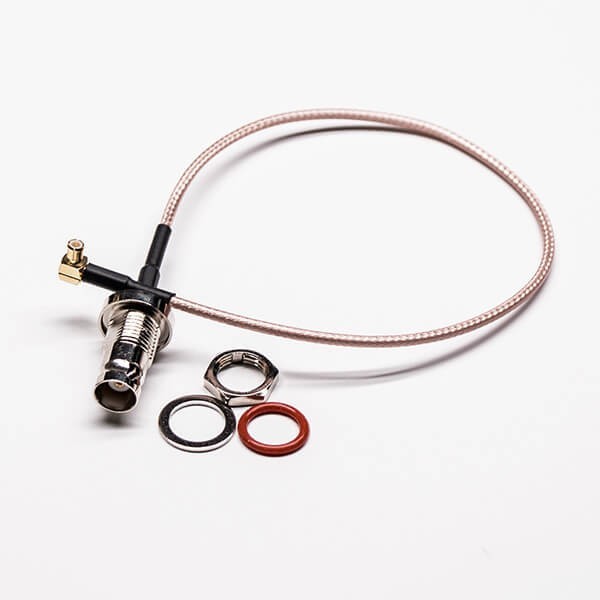 同軸線BNC頭穿墻母頭轉(zhuǎn)MCX彎式公頭接RG316線