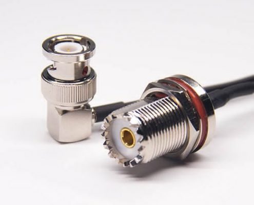 射頻線UHF母頭防水轉(zhuǎn)彎式bnc公頭接RG174線材