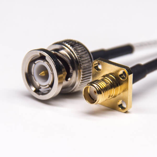 BNC公頭直式轉SMA四孔法蘭母頭直式接RG316線